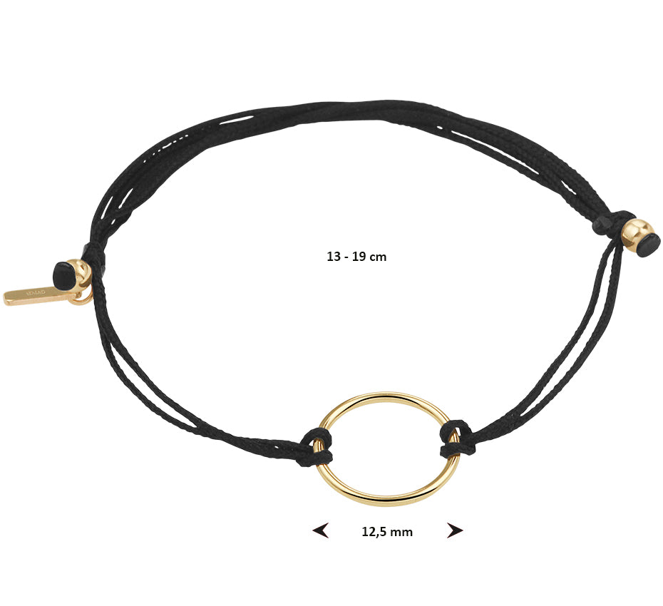 Armband 14krt Black Cord Heart